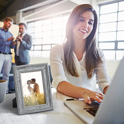 4X6 Real Glass Picture Frame Set Of 4 With 1 Mat - 3.5X5 With Mat Or 4X6 Without Mat For Wall Mount Or Tabletop Display, Rustic Photo Frame For Office Farmhouse Living Room Bedroom Gallery Wall Decor #TOP6