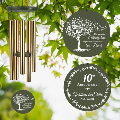Image of ASTARIN Tree of Life Wind Chimes, Personalized Wind Chimes for 50th Anniversary for Parents Couple, Romantic Idea for Mom Dad Keepsake Gifts