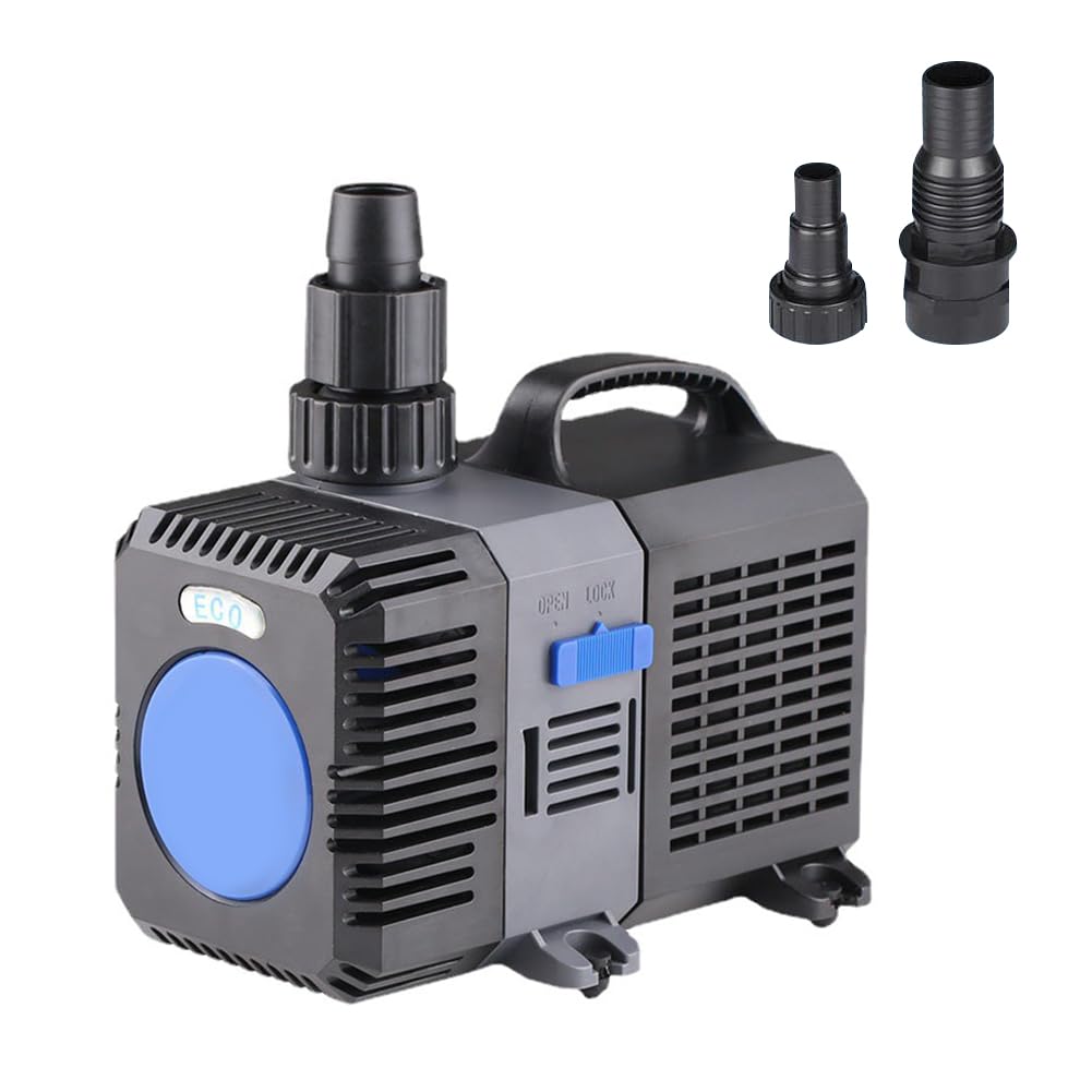 HCLSHOP 4200 GPH Amphibious Water Pump 140W Frequency Conversion Submersible Fountain Pump Fish Tank Pump 16000L/H Include 2 Water Outlet(Diameter 20/25/32/50mm), for Small Pond, Fish Tank(140W)