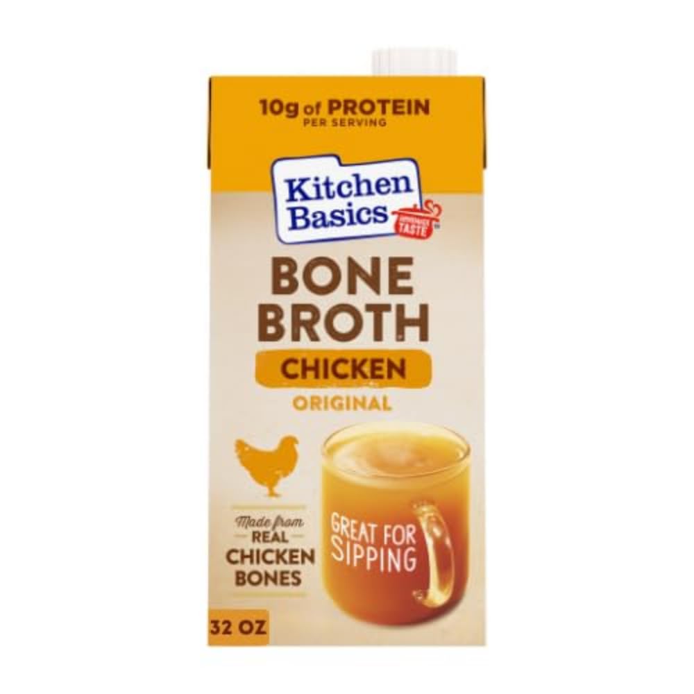 Kitchen Basics Chicken Bone Broth, 8.25 oz. Carton, Great size for any meal, Soups and Side Dishes