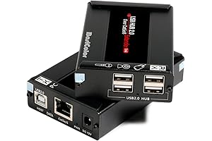 Basicolor USB Extender 262ft(80m) Kit - Connect USB Devices over Ethernet Cat5e/6/7...