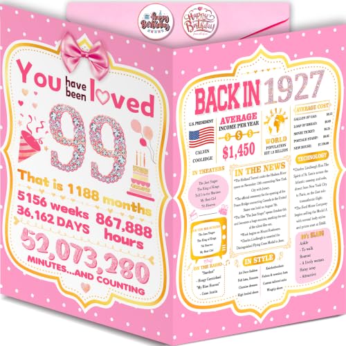 MQMRYeto Pink 99th Birthday Card Gift Decorations Gift for Women