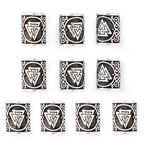 HAQUIL Viking Jewelry 10pcs Hair Accessories Valknut Hair Beard Beads for Women for Men