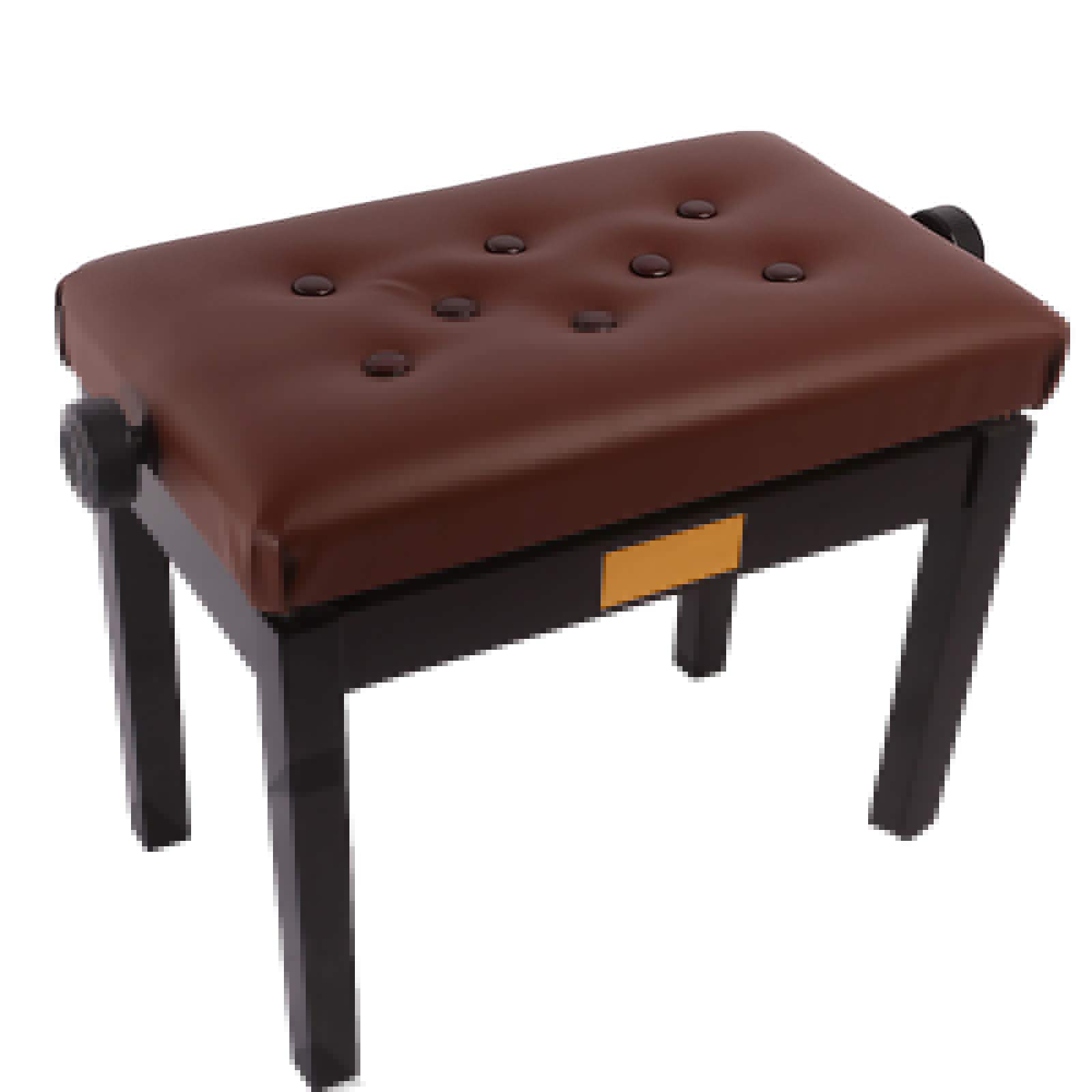 Klavierhocker, Höhenverstellbare Klavierbank for 1 Person, gepolstertes Leder und Holz, Schwarz, Braun(Brown)