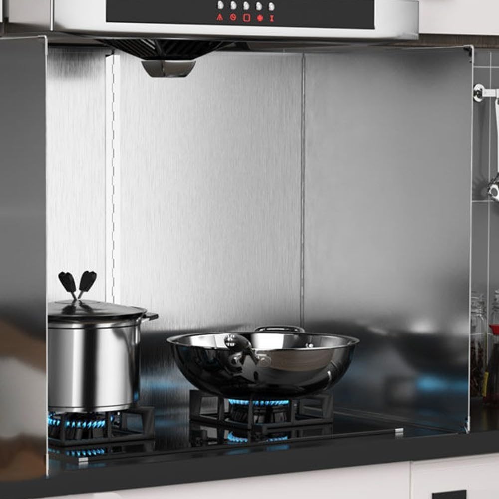 Stainless Steel Foldable Gas Stove Baffle Plate, Adjustable Oil For Splash Guard Screen For Frying Pan, Non-Stick Kitchen Wall Protector With Heat Insulation, Silver, 29X40cm(29 * 40 4slices)