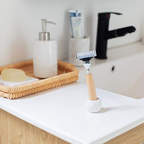 Miniatura 5 de Mini soporte para cepillos de dientes de mármol para baño, paquete de 2 soportes de cepillado de dientes divididos, soporte eléctrico para cabeza de