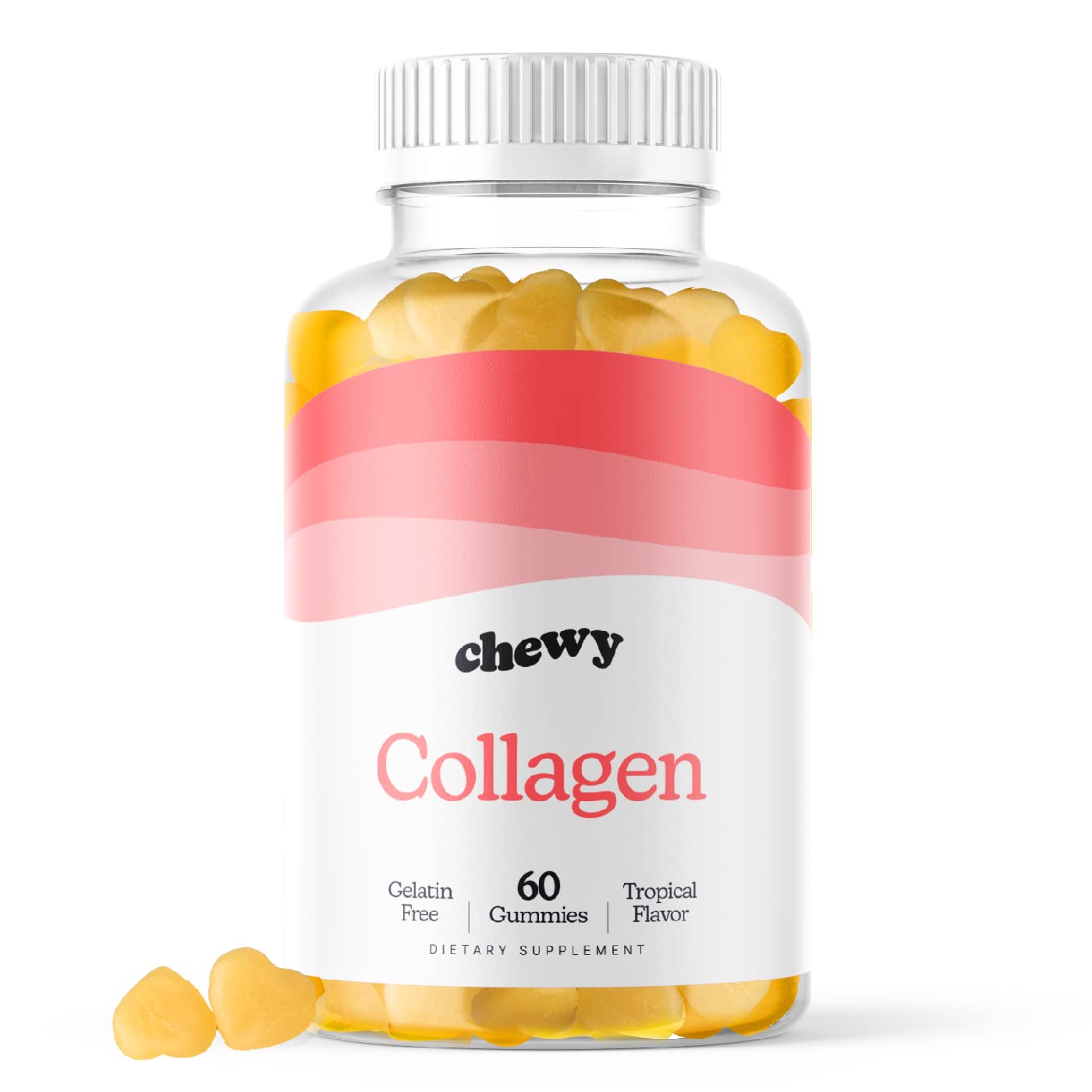 Collagen Gummies for Women and Men by Chewy - for Beautiful Hair, Glowing Skin, and Strong Nails - Tropical Flavor, Gelatin-Free, Natural Flavors, Non-GMO - 60 Gummies
