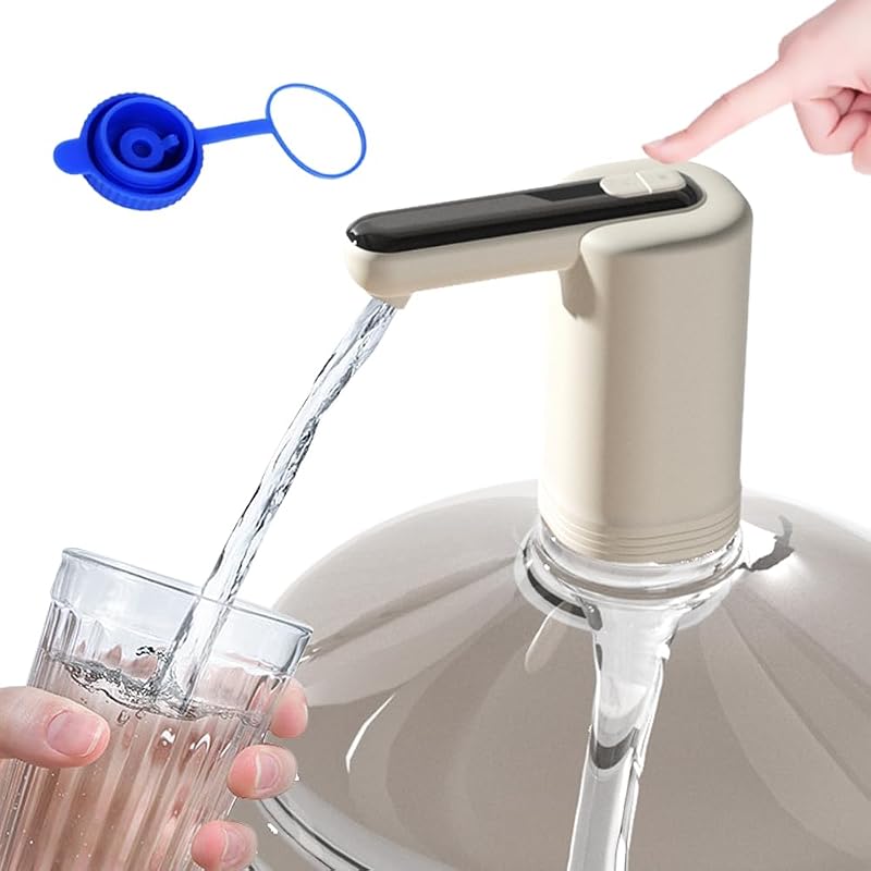 5 Gallon Electric Drinking Portable Water Dispenser, Universal USB Charging Water Bottle Pump for 2-5 Gallon with 2 Water Pumps and Water Jug Cap (White)