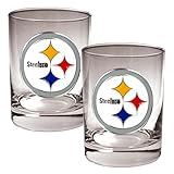 NFL Pittsburgh Steelers Two Piece Rocks Glass Set - Primary Logo