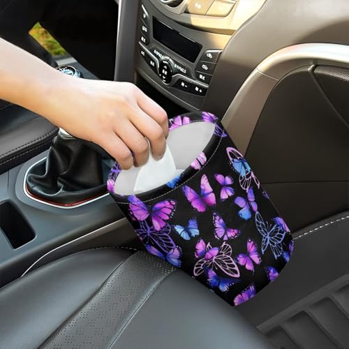 Image of Purple Butterfly Collapsible Waste Basket Bin Multipurpose Trash Bin for Car Hanging Portable Dustbin Bin Accessories Garbage Bin