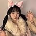 Shurhome Fashionable Sweet Headband Elegant Headpiece Cosplay Props with Plush Ear & Ribbon Bowknot Design for Lady Girls Photography Props