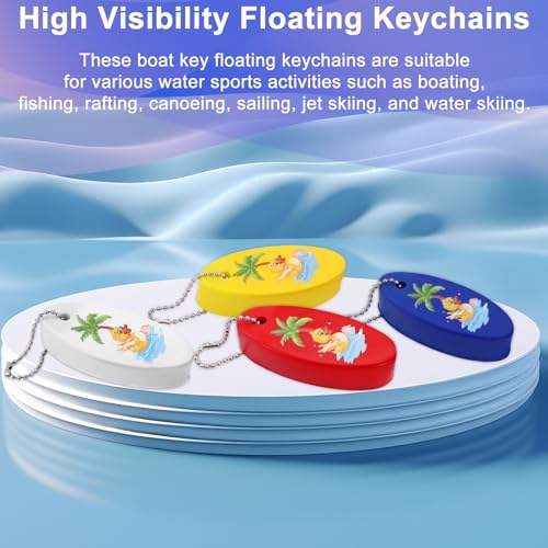 Image of Gosknor 4pcs Floating Keychains for Boating, Fishing, Surfing & Water Sports, Bright PU Floating Key Ring Boat Keyring