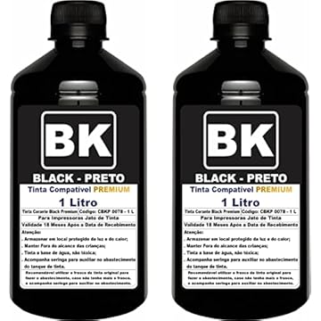 2 Litros Tinta Preta Para Impressoras L3150 L3250 L3110 L3210 L1250 L5190 Refil 544