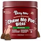 Zesty Paws Chew No Poo Bites for Dogs - Stool Eating Deterrent Soft Chews for Dogs - Gut, Periodontal & Immune System Support - Premium DE111 Bacillus subtilis Probiotic - AE Bison - 90 Count