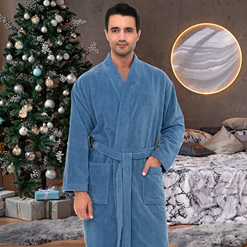 TowelSelections Men's Robe, Fleece Cotton, Terry-Lined Water Absorbent Bathrobe4