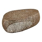 Pemberly Row Oval Coffee Table, 51' W x 29.50' D x 16' H, Cast Aluminum Frame, Gold Finish, Modern and Contemporary Design, Stylish Living Room Centerpiece