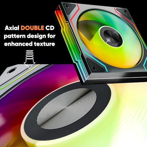 Image of Star Trall ARGB Computer Reverse Blade Case Fan,Double Sided Infinity Mirror Design Cooling Fan, 120mm CPU Case Fan PWM 800~1850RPM 58.36CFM HDB PC Case Fans(Black Reverse-3Pack)