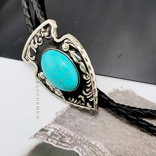 Selovo Native American Turquoise Western Bolo Tie Indian Spear Genuine Leather #TOP1