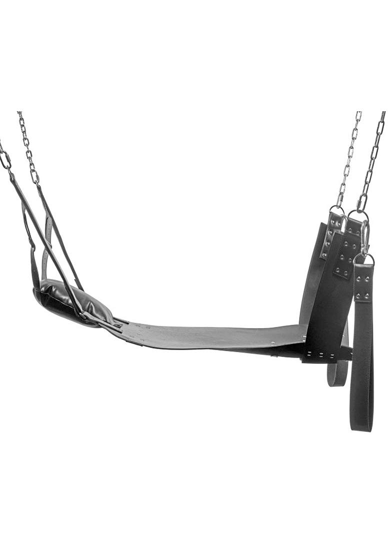 MASTER SERIES Piel Bondage Swing con estribos y funda de almohada