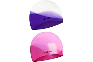 Toddler Girls Swim Caps, 2 Pack Waterproof Swim Caps for Kids 3-12