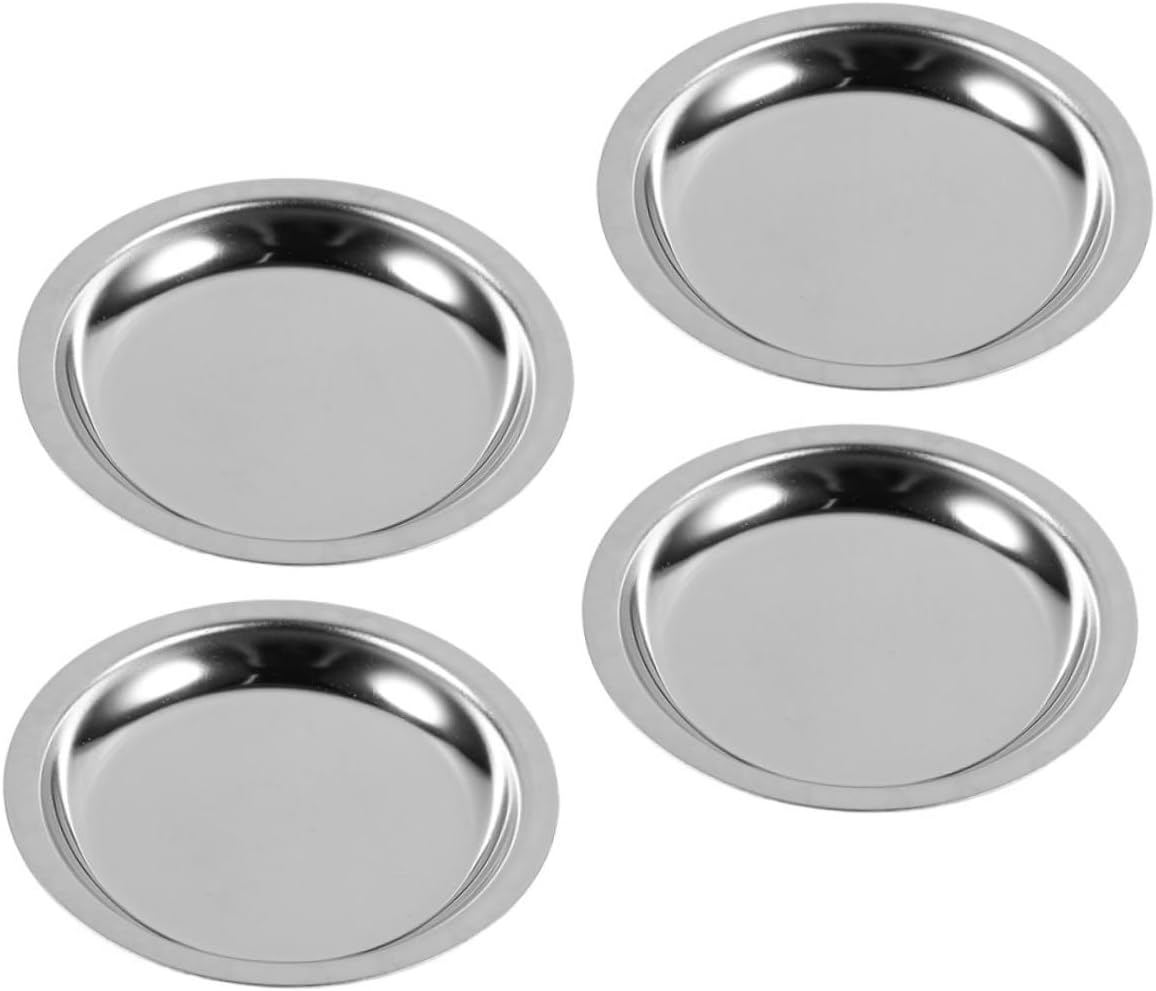 KICHOUSE 20pcs Stainless Steel Round Tea Bag Holders Small Saucers for Tea Cups Practical Utensil Organizer Convenient and Stylish