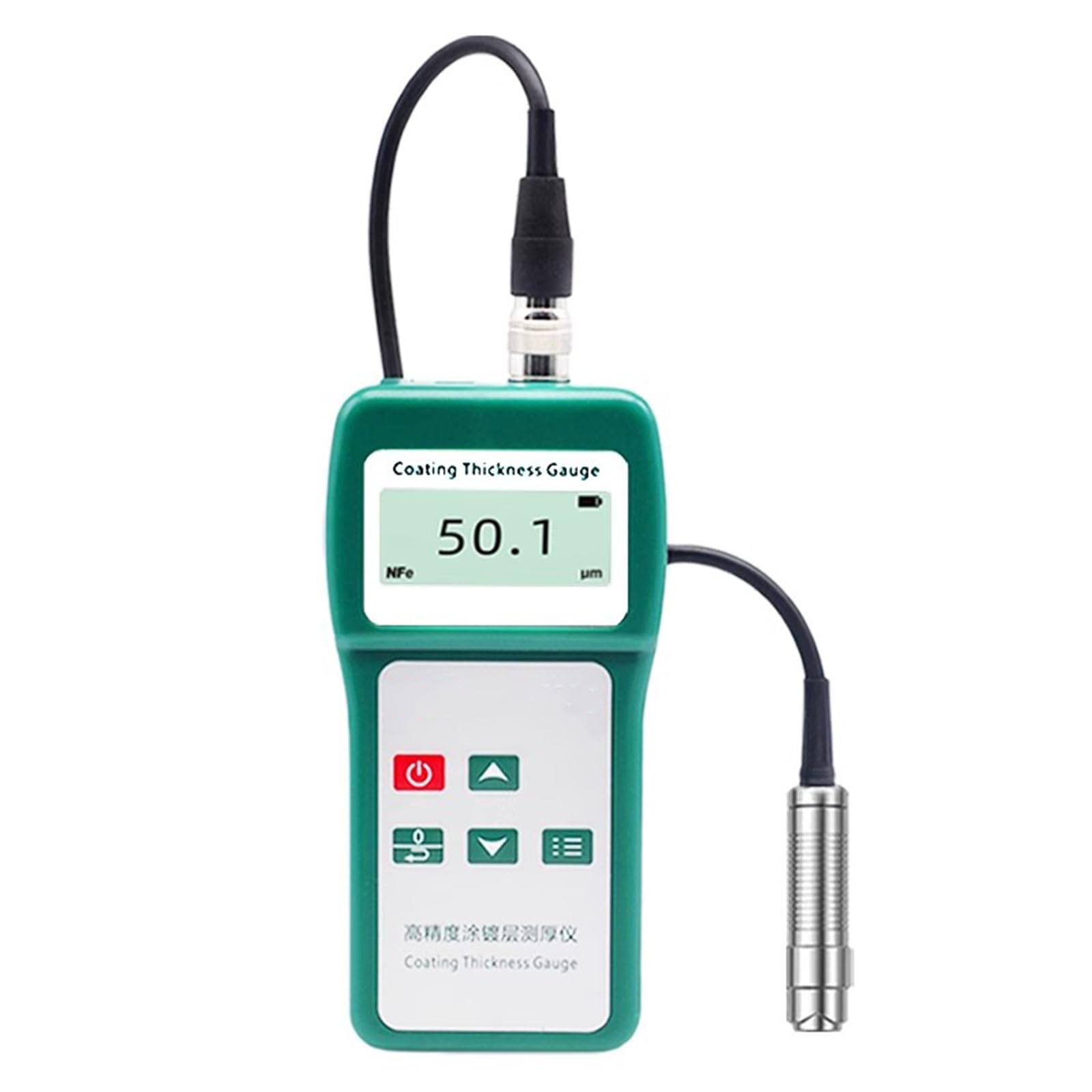 Medidor De Espesor De Revestimiento, Comprobador De Profundidad De Pintura, Rango De 0 a 1500 Um, con Sonda Fe/NFe, Pantalla LCD, Medición Simple/Continua
