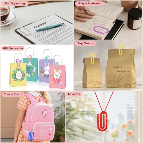 12 Pcs Jumbo Acrylic Paper Clips, 4"x2" Large Plastic Paper Clips, Bright Colors, Classroom & Office Supplies, Back to School Gifts for Students & Teachers, Desk Org & DIY Charms & Accents & Bookmarks - Image 4