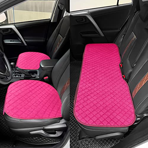 Image of surpassme Comfortable Car Seat Covers Universal Back /Brench Seat Coves for Car Accessories with Storage Pockets, Padded Car Interior Covers for Automotive, SUV, Truck, and Van(Pink)