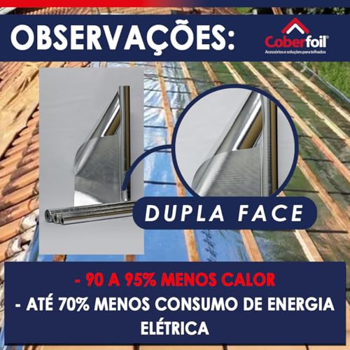 Manta Térmica Metalizada Dupla Face para Telhado 1mx50m Subcobertura Conforto Térmico e Acústico Eco