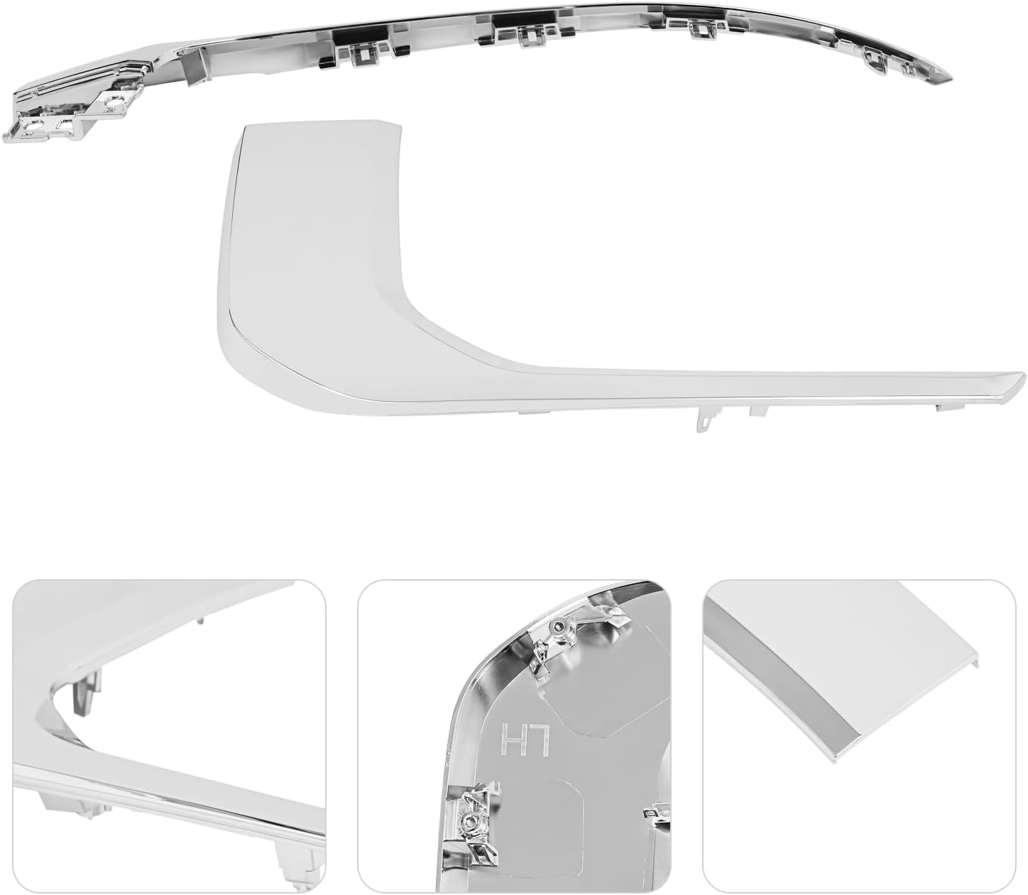 Front Bumper Molding Trim for Mitsubishi Outlander Sport 2020 2021 2022 2023 Left Front Bumper Upper Lower Chrome Molding Trim Direct Replacement 6407A367 62081-W000P (Left Driver Side)