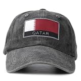 2026 World Cup Qatar National Team Baseball Cap,Adjustable Flag Baseball Hat for World Cup Fan Black