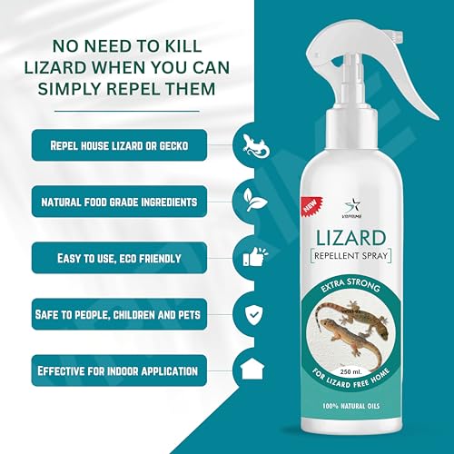 Image of VRPRIME Lizard Repellent for Home Spray Pest Control | Made with Plants Oil, Natural Non Toxic, Irritant-Free, Chemical-Free | Baby Safe Plant Safe (250 ML) (Peppermint) (Pack of 4)
