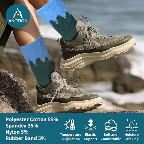 Image of ANOTION Funny Hiking Socks for Men & Women - Moisture Wicking Lightweight Compression Socks,Women Hiking Socks Summer