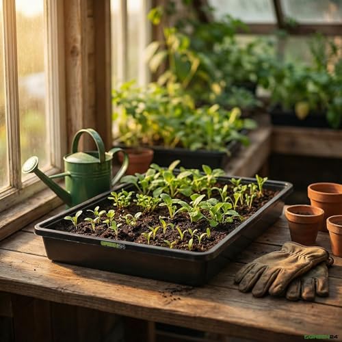 GREEN24 Profi Gewächshaus-Wanne XL565 wasserdicht für Pflanzen, Gewächshäuser und Garten, 56,5 x 41,5 x 8,5 cm, schwarz, für Innen und Außen