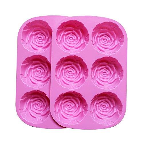 Popblossom Set Of 2 Large Rose Flower Ice Cube Chocolate Soap Tray Mold Silicone Party Maker #TOP1