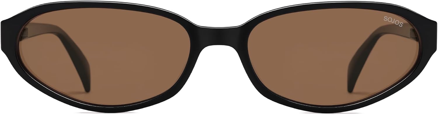 SOJOS Retro Oval Polarized Sunglasses for Women Trendy Cat Eye Chic Narrow Y2K Skinny Sunnies SJ2660 - Image 2
