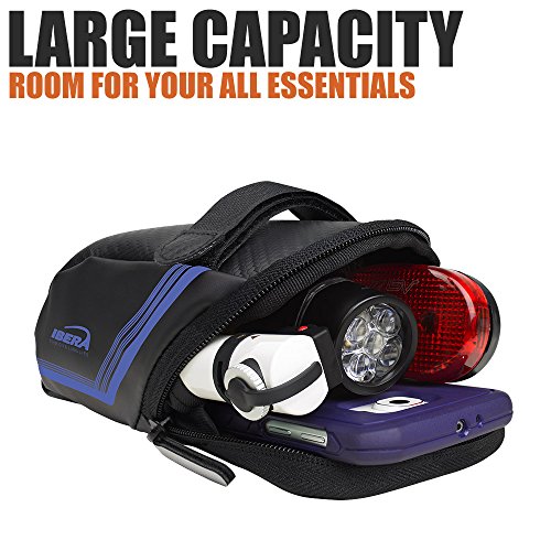 Ibera 1L Bike Bag Under Seat - Water-Resistant Bike Saddle Bag with Strap-On Mount & Secure Zipper Closure - Lightweight (2.5oz) & Taillight Compatible - Bike Bags for Bicycles Fits Tools & Essentials - Thumbnail 3