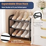 ENJOYBASICS Expandable Shoe Rack, 3 Tier Adjustable Shoe Organizer Shelf for Closet, Black Metal Free Standing Shoe Rack Storage for Small Space, Entryway - Image 5