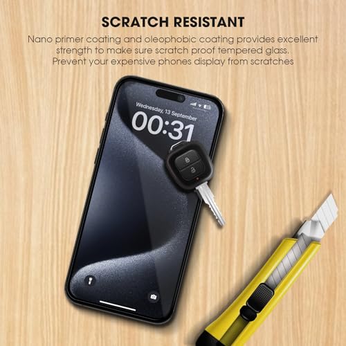 Image of GRIPP 0.3mm Japanese HD Tempered Glass Screen Protector for iPhone 15 (6.1 inch), 2.5D Round Edges, Scratch-Resistant, 9H Hardness, Full Screen Coverage, Bubble Free