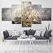 Produktbild jasonding Wandbild 5-Panel-Leinwand Gemälde Rahmen Modular Artwork Schlacht Von Trafalgar British Royal Navy Gegen Französisch Und Spanisch Navie-(Rahmen)-80cm