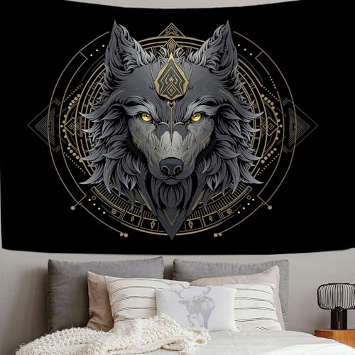 Photo mural loup gris-noir 200x150cm déco salon