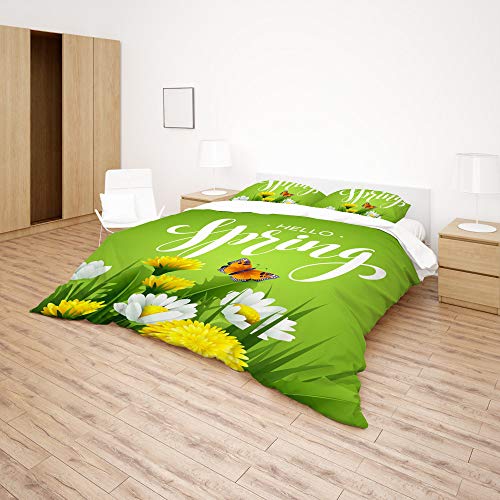 Parure de lit de lit double fleurs de printemps finitions durables