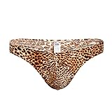 OYSOHE Herren Sexy Leopard Strings Tanga Hipster Slips Männer Low Rise Dessous Briefs Bulge Pouch Unterwäsche(Gelb,X-Large)