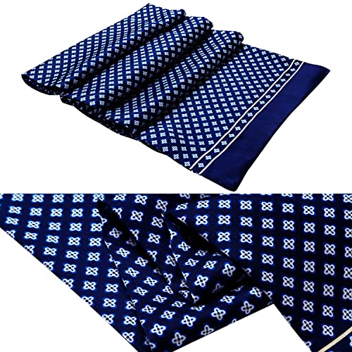 Lonxu Mens 100% Silk Scarf Blue Check #TOP2