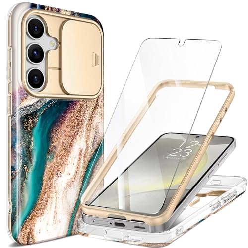 Coque Samsung S24 Plus protection intégrale haut de gamme effet marbre avec écran de verre