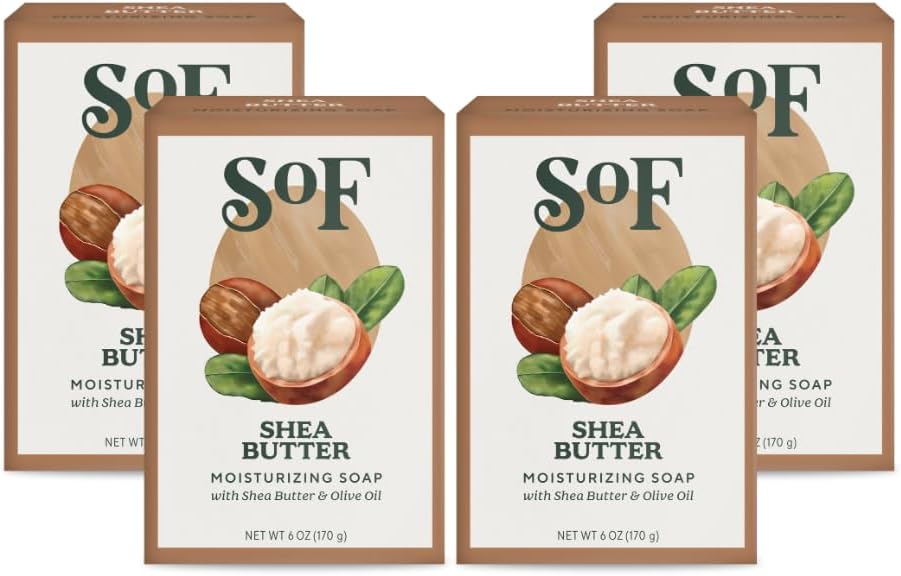 SoF Shea Butter Moisturizing Bar Soap, Coconut Oil & Shea Butter, 4pk