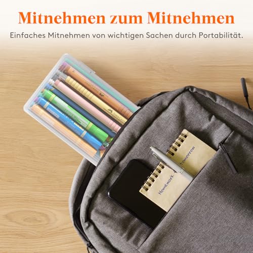 Lifewit 1L Stiftebox mit Snap-Dicht Deckel, Kunststoff Stifte Box Aufbewahrung Kinder, Bürobedarf Organizer, Klar Aufbewahrungsbox für Bastelbedarf Werkzeugteile, Art Craft, 10 Pack, 20 x 12 cm/8x4.6