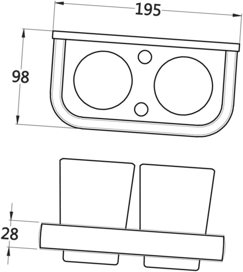 Wall-Mounted Toothbrush Cup Holder Vintage Double Cup Rack Tumbler Holder Toothbrush Organizer for Bathroom Black