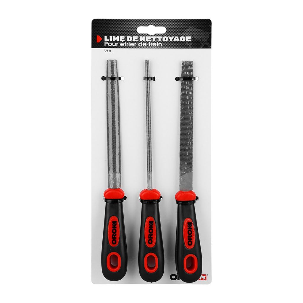 OROK - Set of 3 Brake Caliper Cleaning Files - 3 Different Shapes (Round, Half Round, Flat) - Total Length 260mm, T2 Alloy Steel - Image 2
