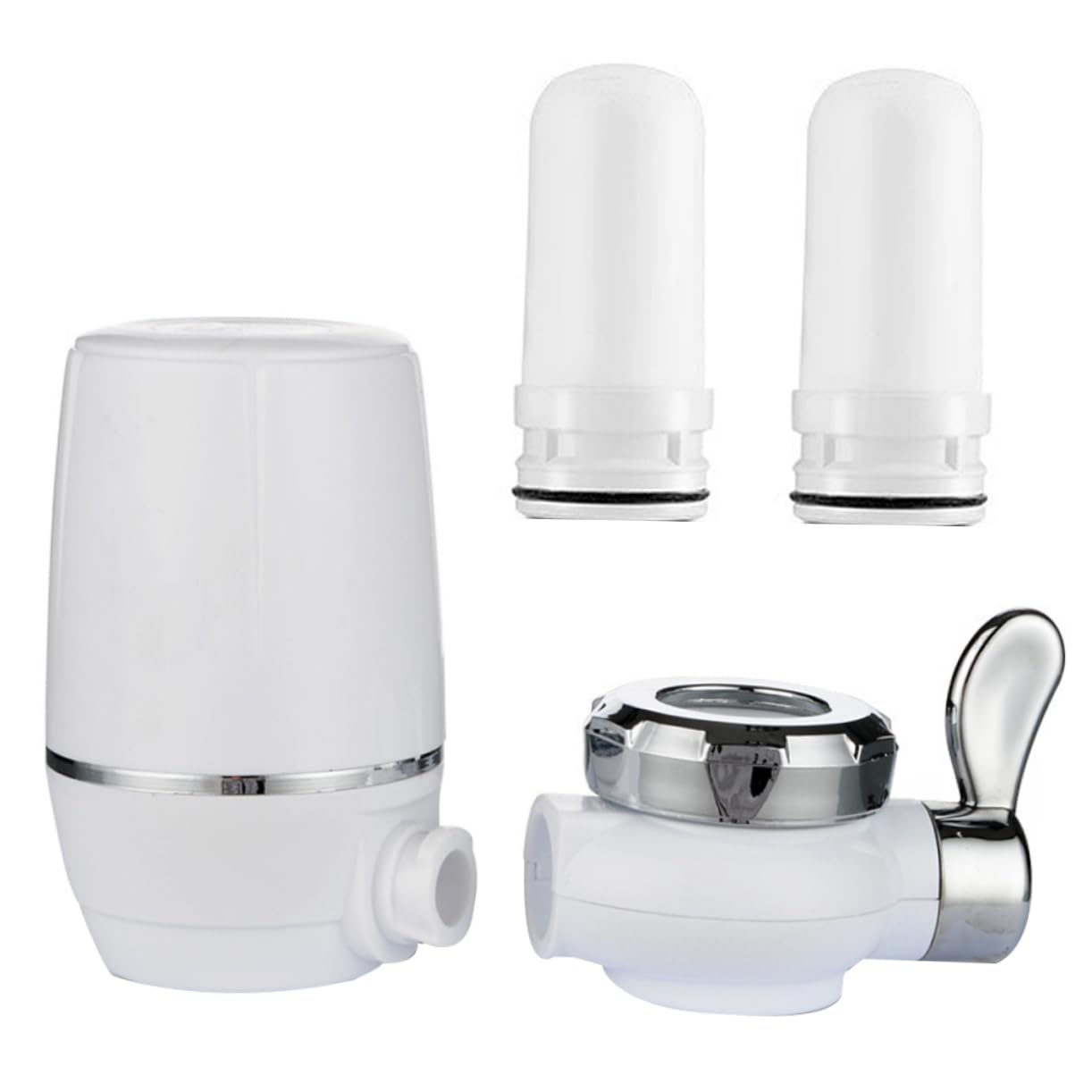 Filtro de Grifo de Cocina Purificador de Agua Cerámica Blanco | 2 Filtros de Repuesto, Diseño de 7 Capas, Cuerpo Abs Resistente y Gran Caudal